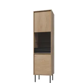 wysoka-witryna-stojaca-do-salonu-ardila-50-cm-2-drzwi-dab-ryfle-czarne