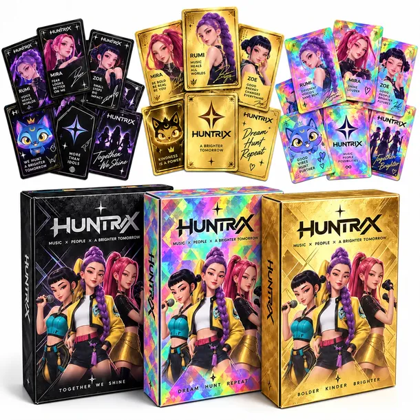 ZESTAW PREMIUM HUNTRIX XXL KARTY 165 KART KOLEKCJONERSKICH KPOP DEMON HUNTERS
