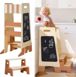 drewniany-schodek-taboret-montessori-dla-dzieci-z-barierka-i-tablica