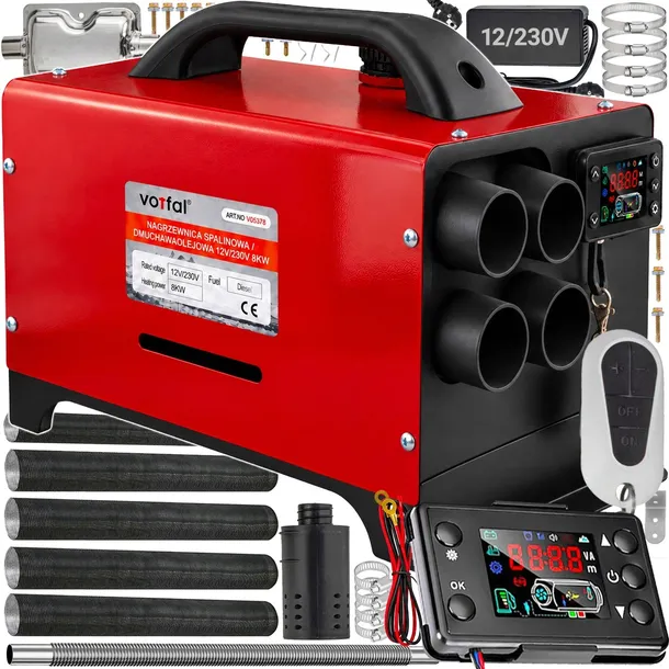 NAGRZEWNICA SPALINOWA OLEJOWA OGRZEWANIE POSTOJOWE WEBASTO 8KW LCD 12V 230V