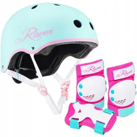 zestaw-raven-kask-essto-mint-pink-s-ochraniacze-verba-mint-pink-s