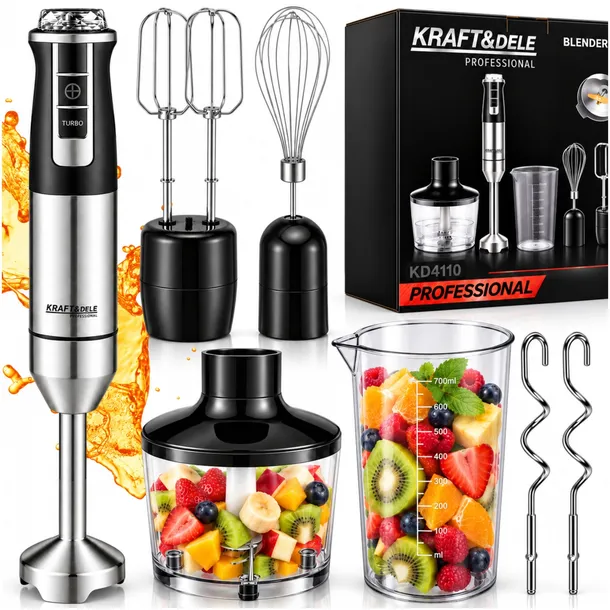 BLENDER RĘCZNY MIKSER WIELOFUNKCYJNY TRYB TURBO 1500 W KRUSZY LÓD 7W1 MOCNY