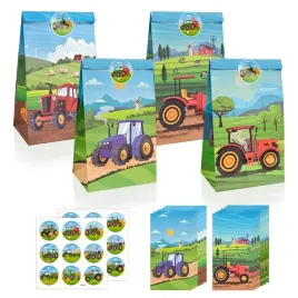 torebki-papierowe-traktor-zestaw-na-prezenty-urodzinowe-z-naklejkami