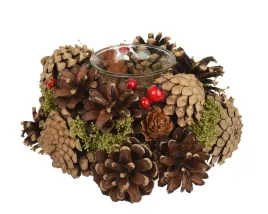 swiecznik-na-tealight-szyszkowy-okragly-z-jagodami-zielony-16x8cm