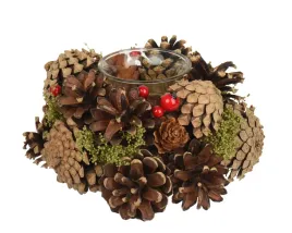 swiecznik-na-tealight-szyszkowy-okragly-z-jagodami-zielony-16x8cm
