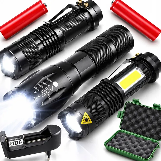 3x LATARKA TAKTYCZNA LED wojskowa SURVIVALOWA MOCNA CREE PREZENT ZOOM CREE