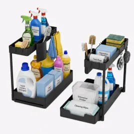 organizer-pod-zlew-2-szt-czarny-dwupoziomowy-z-wysuwana-szuflada