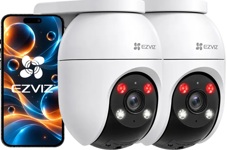 Dwie Kamery EZVIZ 8MPX C8c 4K Obrotowe Zewnętrzne Detekcja AI Śledzenie