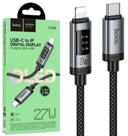 kabel-usb-z-wyswietlaczem-usb-c-do-lightning-hoco-u148-pd-27w-12m-czarny