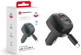 ladowarka-samochodowa-forcell-1x-usb-c-1x-usb-a-pd-qc-4-0-zwijany-kabel