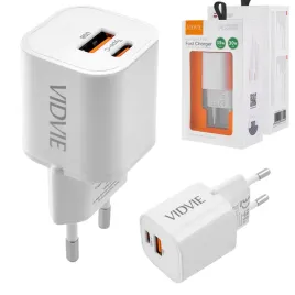 vidvie-ple255-ladowarka-sieciowa-35w-usb-c-usb-a-pd-szybkie-ladowanie-biala