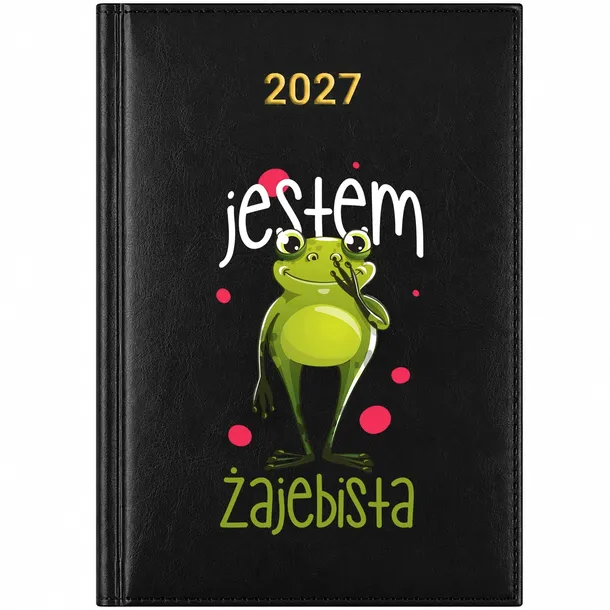 KALENDARZ KSIĄŻKOWY 2027 A5 PLANER PREZENT JESTEM ŻAJEBISTA ŚMIESZNY CZARNY