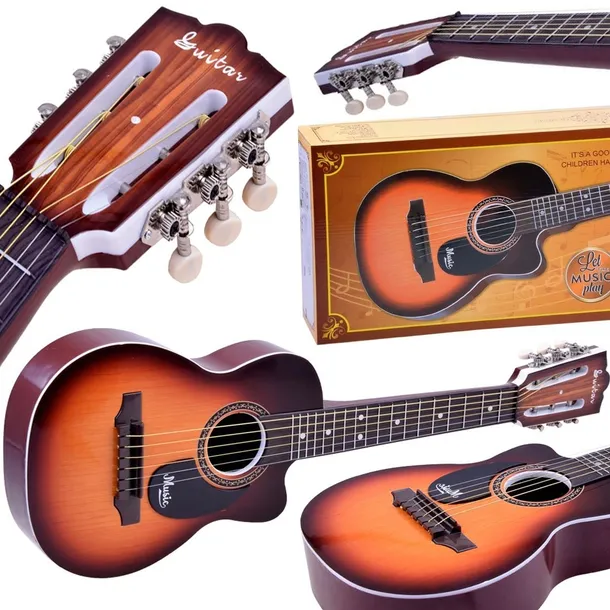 GITARA KLASYCZNA DLA DZIECI METALOWE STRUNY KOSTKA