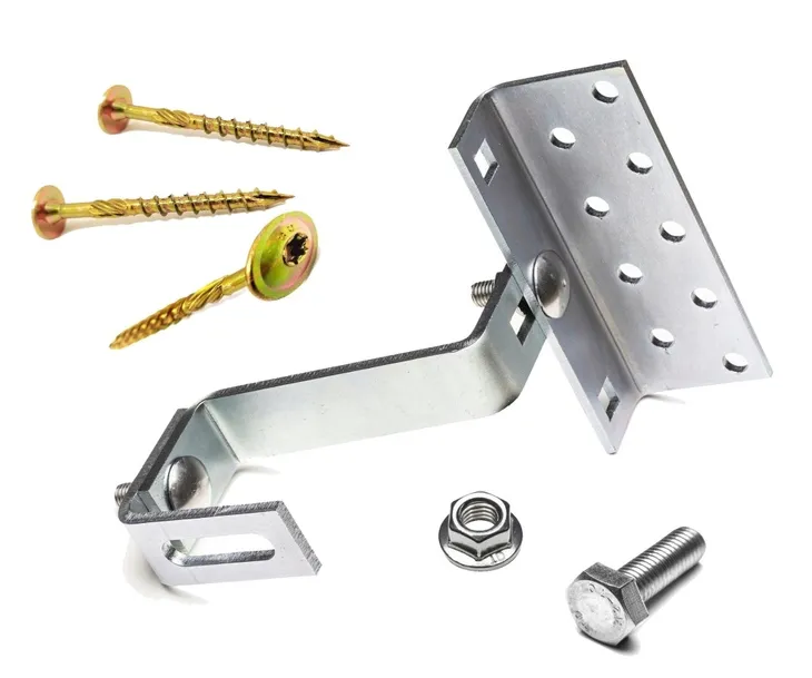 Hak Regulowany VARIO 145 mm + Wkręty + Śruby + Nakrętki PV Uchwyt Dachówki