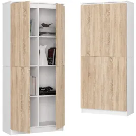 regal-biurowy-bialy-80-cm-2d-8-polek-na-ksiazki-do-biura-pokoju-dab-sonoma