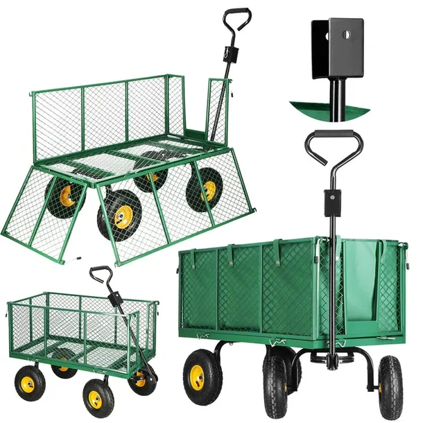 Wózek ogrodowy transportowy metalowy 400 kg zielony