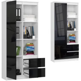 regal-biurowy-bialy-80-cm-2-szuflady-7-polek-na-ksiazki-czarny-polysk