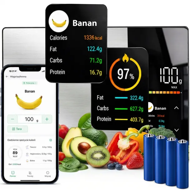 WAGA KUCHENNA SMART ANALITYCZNA ELEKTRONICZNA DIETETYCZNA APLIKACJA 1G/5 KG