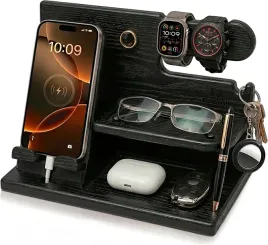 drewniany-organizer-biurkowy-na-telefon-smartwatch-i-sluchawki