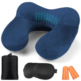 bbjinronjy-poduszka-podrozna-nadmuchiwana-samtowa-ergonomiczna-niebieska