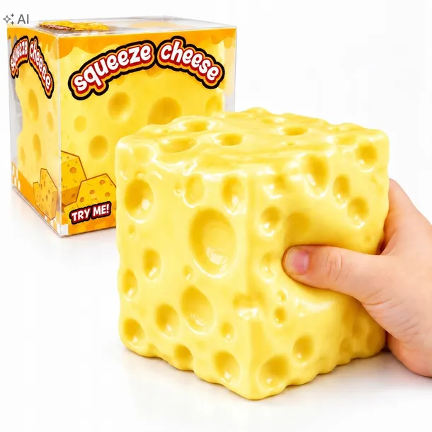 GNIOTEK WAZELINOWY KOSTKA SERA 5 CM SENSORYCZNY SQUISHY ANTYSTRESOWY SER