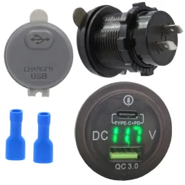 gniazdo-ladowania-qc-usb-a-c-woltomierz-zielony