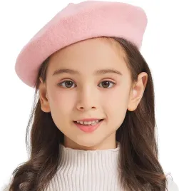 beret-z-welny-dla-dzieci-3-7-lat-rozowy-klasyczny-francuski