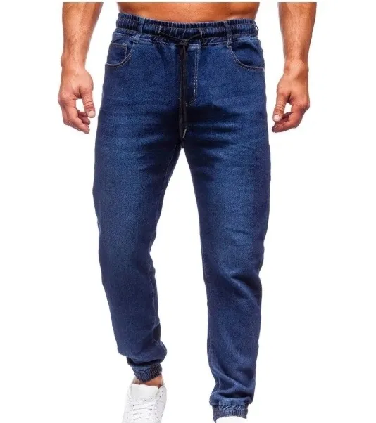 Męskie spodnie jeansowe joggery baggy bojówki L / XL granatowe W33 8130