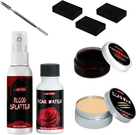 sztuczna-krew-zestaw-8-sztuk-halloween-makijaz-zombie-wosk-do-blizn