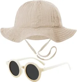kapelusz-niemowlecy-i-okulary-przeciwsloneczne-zestaw-bawelniany-khaki