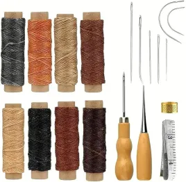 zestaw-do-szycia-skory-21-szt-woskowana-nic-8-rolek-30-m-igly