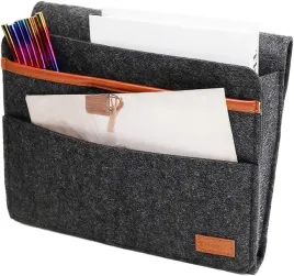 organizer-na-lozko-ciemnoszary-28x22x8-cm-wiszacy-z-filcu-3-kieszenie