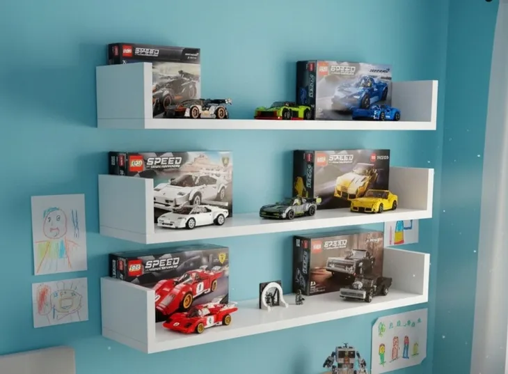 Półki na klocki Lego 3szt. Białe szer. 80cm gł. 20cm