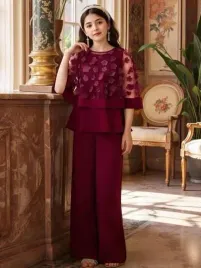 shein-bordowy-komplet-bluzka-narzutka-spodnie-ufw-s06-140-146