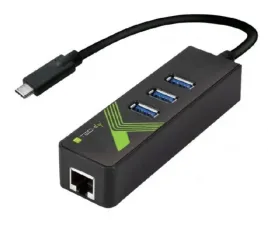 karta-sieciowa-adapter-usb-c-na-gigabit-rj45-hub-3x-usb-3-0-techly