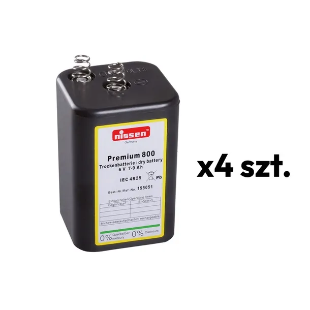 Zestaw Bateria NISSEN Premium 800 6V 7-9Ah IEC 4R25 (4 szt)