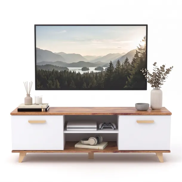 Szafka RTV 138 cm komoda do salonu stolik pod TV Oslo Styl Skandynawski