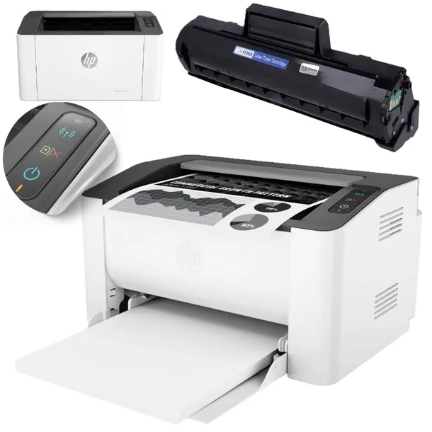 Drukarka Laserowa Jednofunkcyjna Mono HP LaserJet 107w toner 106a Wi-Fi