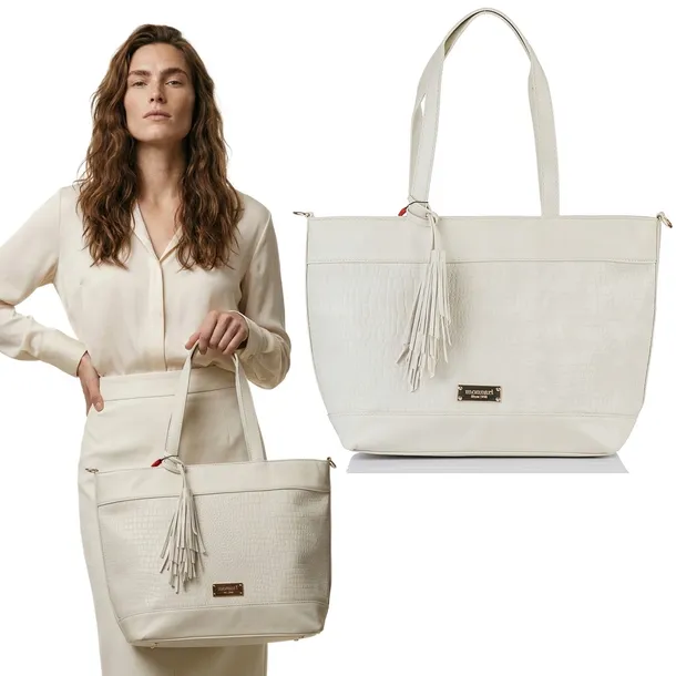 Shopperka Premium TOREBKA Damska MONNARI Duża Torba SHOPPER BAG biała