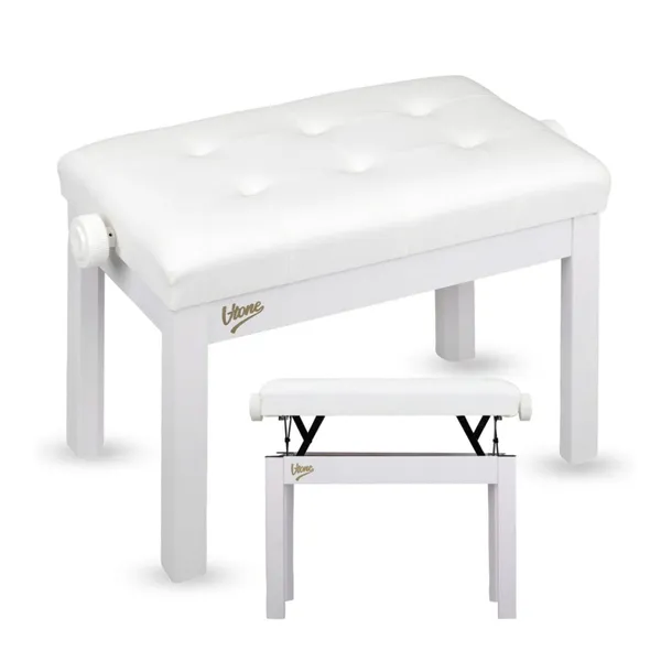 ŁAWA DO PIANINA STOŁEK POD KEYBOARD REGULOWANY 47-55CM DO 140KG BIAŁY