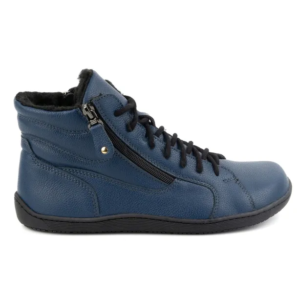 Damskie minimalistyczne buty skórzane zimowe barefoot 1261 granatowe 40