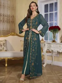 shein-zielona-sukienka-zdobienie-gcm-s06-xl