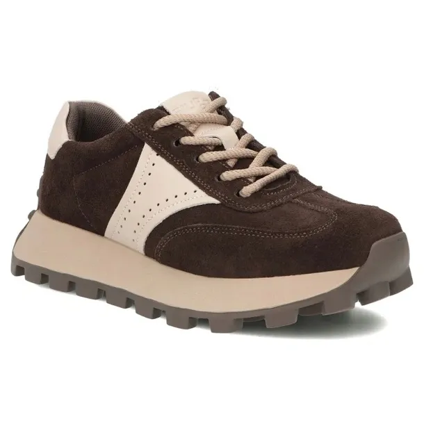 Skórzane sneakersy Filippo DP7976 D BR ciemny brąz welur 38