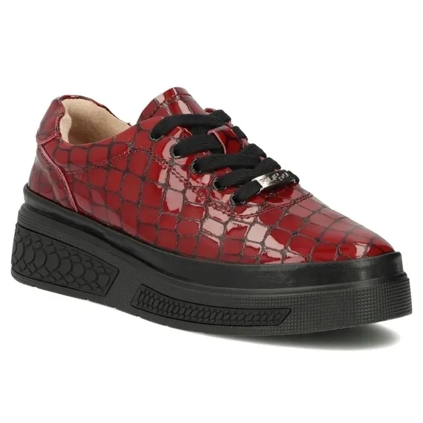 Skórzane sneakersy Filippo lakierowane czerwone z fakturą DP8326 39