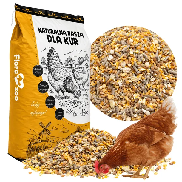 PASZA DLA KUR NIOSEK 19KG NATURALNA KARMA MIESZANKA ZIARNO GNIECIONE
