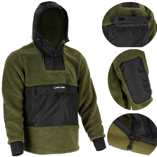 Bluza polar z kapturem SHERPA HOODIE LAHTI PRO L40156 czarno-zielona r. S
