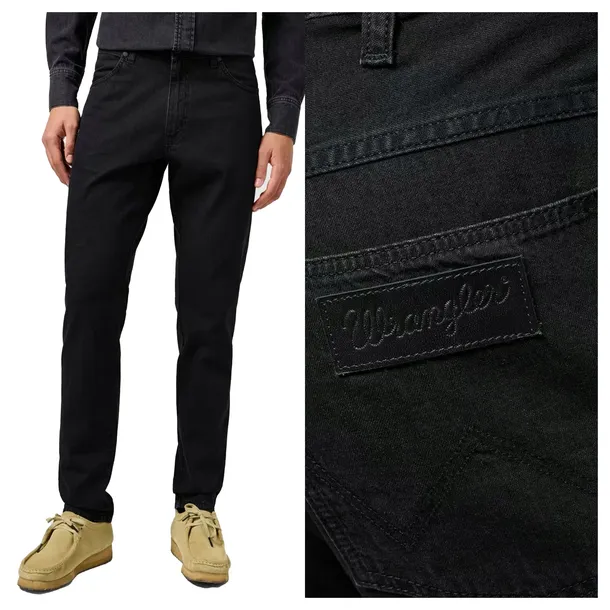 Wrangler męskie spodnie jeansowe RIVER bawełniane czarne na lato W33 L32