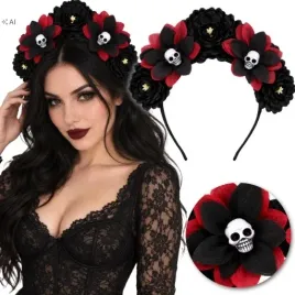 opaska-na-glowe-wianek-z-kwiatami-la-catrina-frida-coco-czaszki-halloween