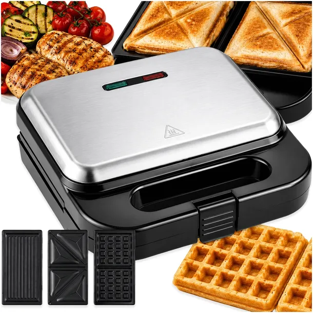 OPIEKACZ DO KANAPEK I PANINI GRILL TOSTER ELEKTRYCZNY GOFROWNICA 3W1 MOCNY