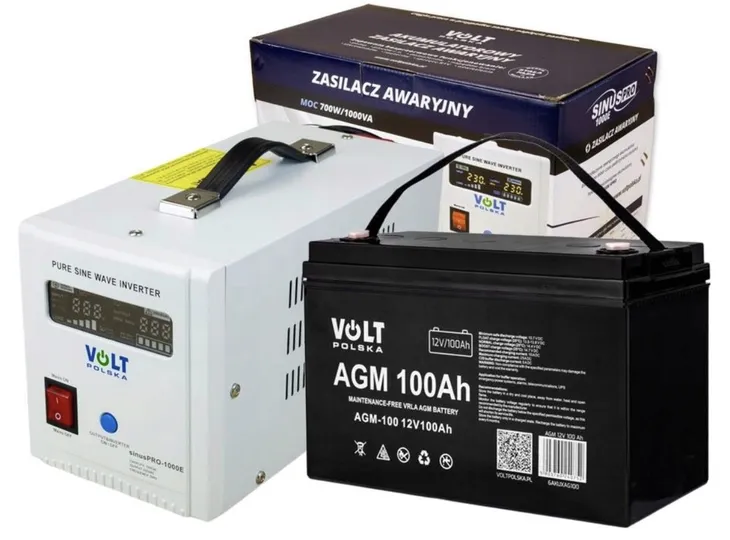 Zasilacz UPS Volt Zasilanie Awaryjne Piec CO 800e 12V + Aku 100Ah AGM